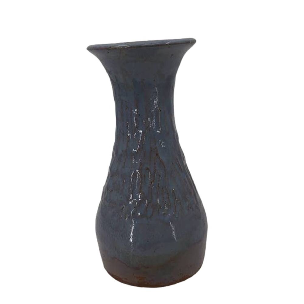 Art Pottery Handmade Blue Textured Glazed 6" Vase E.L. Slade